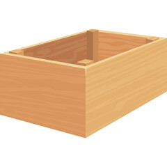 Empty Wooden Box With Natural Wood Grain Texture And Transparent Background For Copy Space