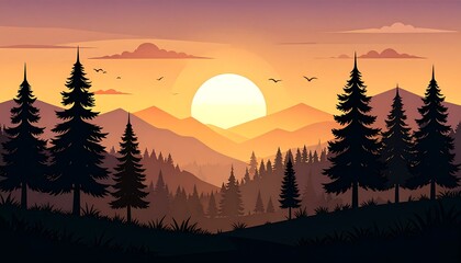 Silhouetted mountain range at sunset