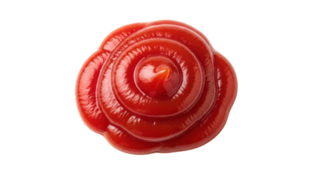 Delicious swirl of vibrant red ketchup ready to enhance burgers, fries and snacks with tangy tomato flavor