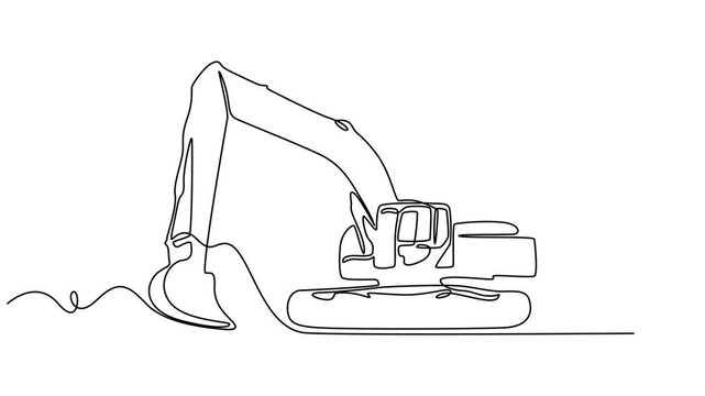 Long Arm Excavator animation continuous one line drawing, Full length animation illustration. High quality 4k video. Long Arm Excavator Continuous Line Drawing Minimalist Industrial Design Vector pro.