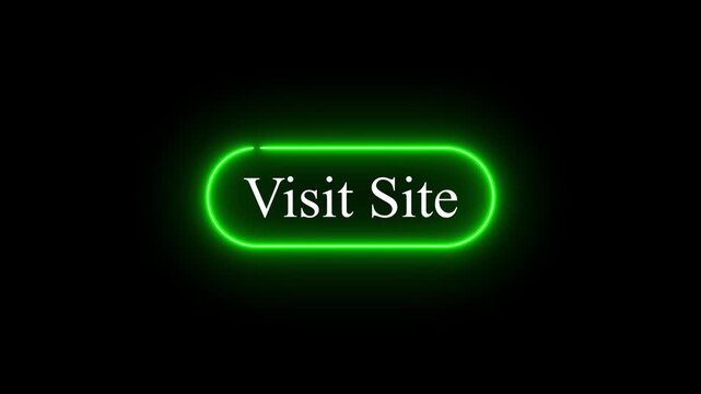 Neon &ldquo;Visit Site&rdquo; button animation, glowing call-to-action, digital UI element, interactive web button, glowing text on dark background, clickable neon button effect