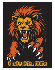 Fierce Lion Roaring with Sharp Claws and Intense Gaze Symbolizing Power and Truth