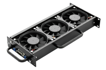 Rack mount cooling fan unit for a server data cabinet on a transparent background