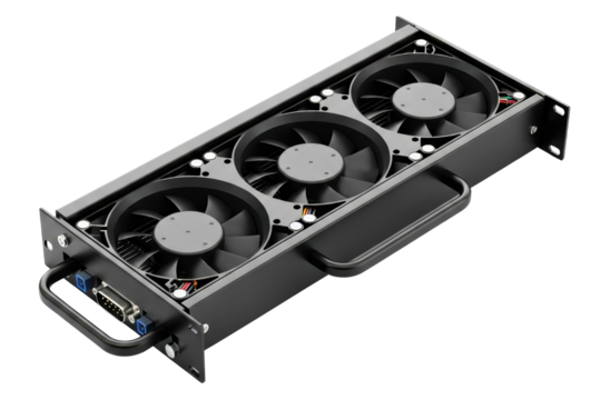 Rack mount cooling fan unit for a server data cabinet on a transparent background