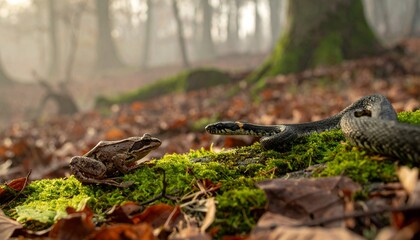 蛇ににらまれた蛙の写真