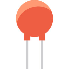 Orange Ceramic Capacitor with Silver Leads on Transparent Background Represents Electronic Components and Circuitry Symbols Flat Vector Illustration