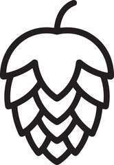 Simple hand drawn icon of a hops flower cone symbolizing brewing craft beer and natural ingredients for beer making isolated on transparent background