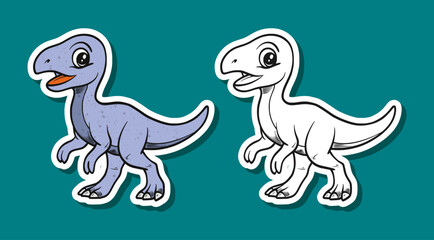 Cute Blue Baby Dinosaur Cartoon Illustration