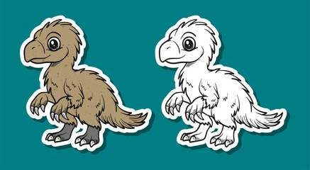 Cute Brown Therizinosaurus Cartoon Illustration