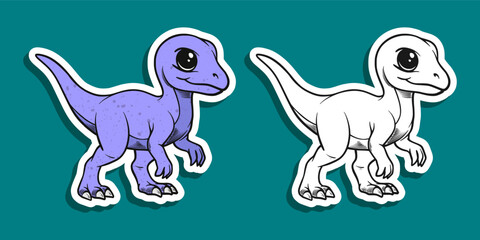 Cute Purple Baby Dinosaur Cartoon Illustration