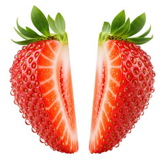 Halved strawberry fresh and juicy isolated on white background perfect for healthy eating and summer themes