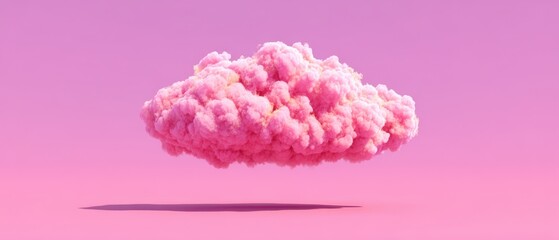 Pink Cloud Floating in Dreamy Ambiance Studio Shot with Soft Lighting and Minimal Shadow for Conceptual Design