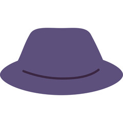 Flat Design Purple Fedora Hat With Dark Ribbon Detail Isolated On White Background Flat Illustration