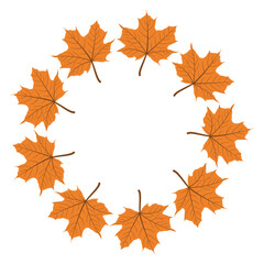 Vector frame of autumn leaves on a white background. Sale banner template.