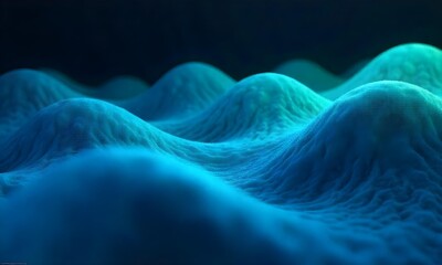 Naklejka premium Abstract blue and green wave pattern with a grid-like structure , smooth and flowing , with a dark background
