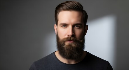 Obraz premium Portrait of a Stylish Man Showcasing Different Beard Styles in Studio Lighting