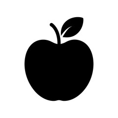 Apple silhouette minimal healthy fruit icon clean vector illustration with white background