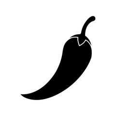 Simple chili pepper silhouette minimal vegetable icon vector design with white background