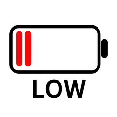 Low Battery Warning Icon | Minimal Red Alert Symbol for Power Depletion