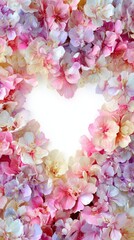 Heart-Shaped Floral Arrangement - Pastel Hydrangeas Forming Romantic Composition.