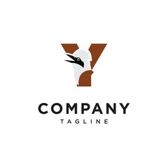 Letter Y White Crested Poksay Logo Icon Vector