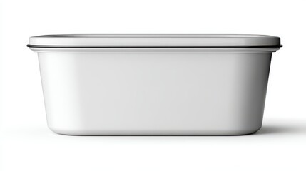 Minimalist White Plastic Container with Lid Product Shot on White Background Studio Lighting Clean Aesthetic Simple Design