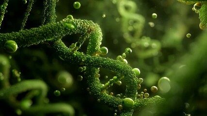 Microscopic 3D animation of green biological cells dividing and multiplying science and medicine research concept video footage. - Powered by Adobe