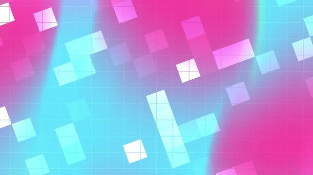 Abstract background with pink blue gradients and squares, suitable for vibrant designs, social media posts, website backgrounds, and modern art projects.