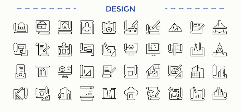 Design icon. Modern linear icons. Pixel perfect. Editable stroke. Web Design icon set. Pictograms of painting, artistic, artwork, drawing, sketching, designer and more. - Powered by Adobe