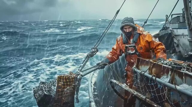 Alaskan Crab Fishermen Hauling crab pots Videos