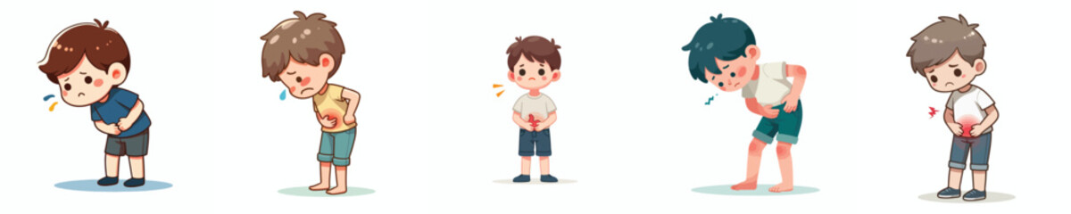 a little boy has a stomach ache