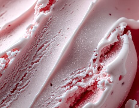 Horizontal layout featuring strawberry ice cream with a top view background and highly detailed texture.