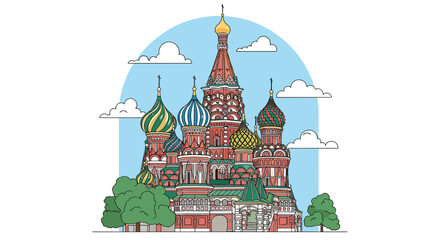 Naklejka premium Saint Basils Cathedral in Moscow Russia with colorful domes.