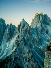 Dramatic mountains in sunrise at Cadini di Misurina, Dolomites, Italy