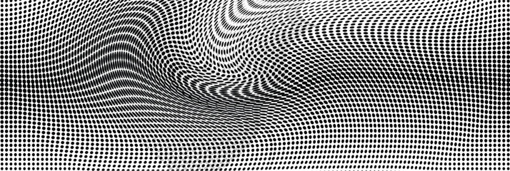 Wavy gradient halftone dots pattern texture background
