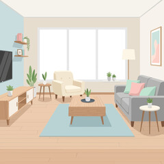 Cozy living room with modern furniture and decor.