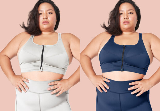 Confident Woman In Activewear Fashion Mockup PSD