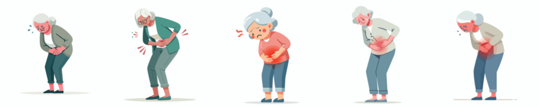 a grandmother has a stomach ache