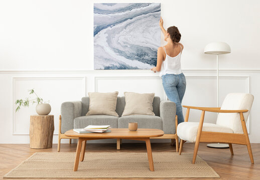 Modern Living Room Art Decor Mockup PSD