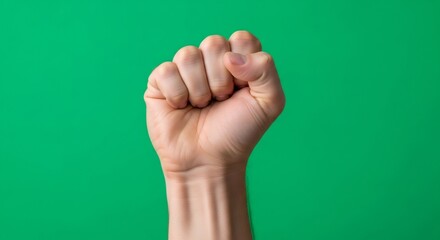 Caucasian man hand showing a fist gesture close up. Gesture indicating strength, solidarity, determination. Concept for strong spirit.