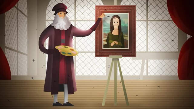 great renaissance painter in atelier painting portrait