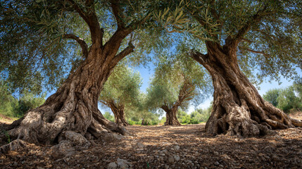 Organic ripe olives growing on olive tree with coast background, black olive fruit on tree branch, healthy vegetarian food, olive trees in mountain Like the one in Mediterranean Sea.
