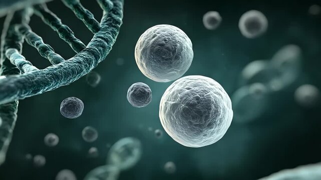 
blue background with a double helix of dna, close up. the intricate structure of the dna molecule is prominently displayed against a vibrant blue backdrop,