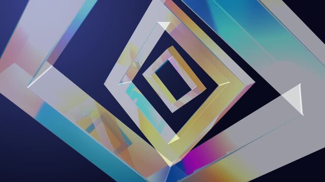 abstract 3d illustration iridescent geometric rectangle shape glass animated motion background 4k video