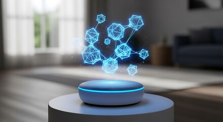 Smart speaker projecting holographic molecules holographic projection