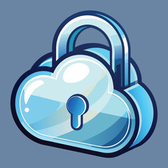 transparent glass cloud padlock reflecting light .eps