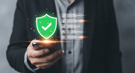 Green shield checkmark digital security image