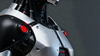 Closeup of a futuristic robot torso