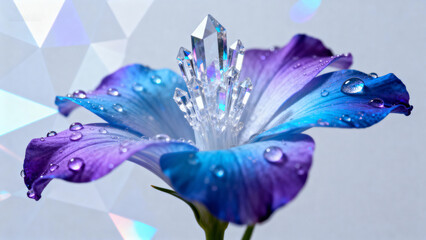 Blue and purple flower with crystal center