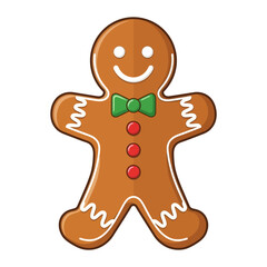 Festive gingerbread man cookie decorated with icing and candies perfect for holiday baking and christmas celebrations isolated on white background